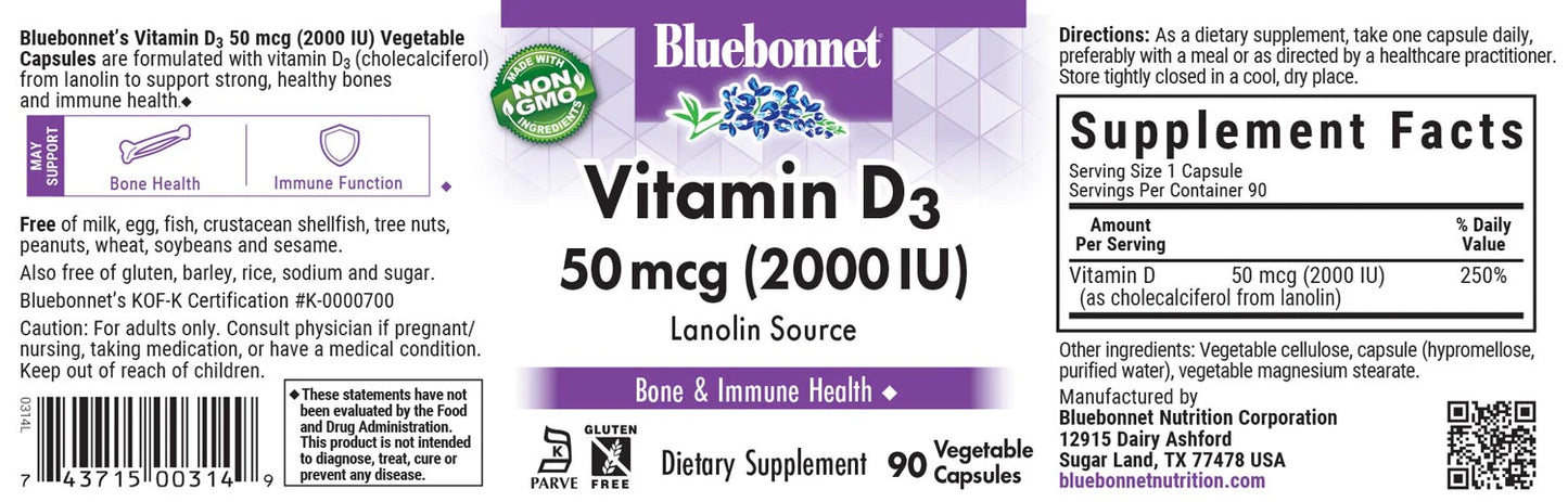BLUEBONNET Vitamin D3 200IU 90s