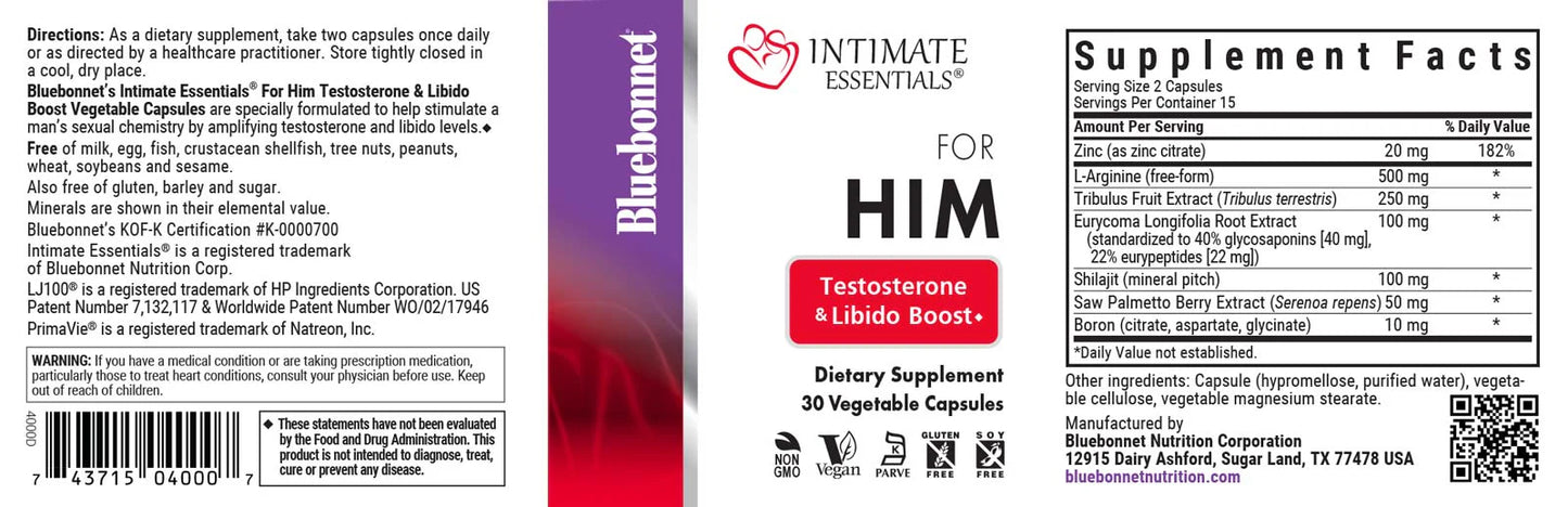 BLUEBONNET Intimate Essentials for Him TESTOSTERONE & LIBIDO BOOST
