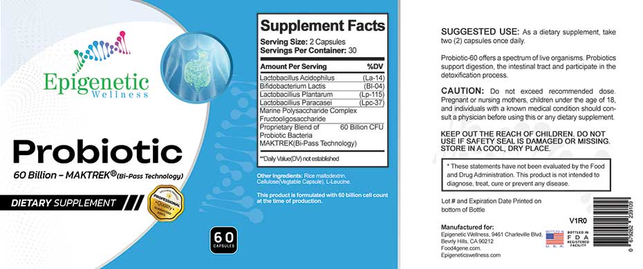 EPIGENETICS · Probiotic 60 billion