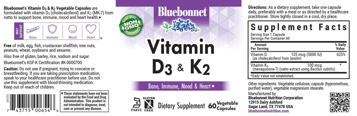 BLUEBONNET Vitamin D3 & K2 60S
