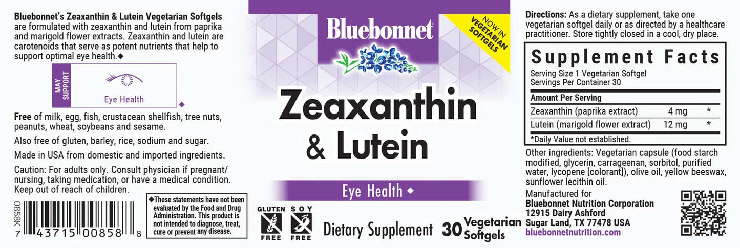 BLUEBONNET Zeaxanthin Plus Lutein 60s